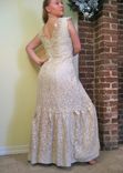 Molly - Handmade Alternative Wedding Dress Vintage Antique Crocheted Lace V-Neck Mermaid Gown 3 small