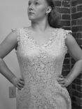 Molly - Handmade Alternative Wedding Dress Vintage Antique Crocheted Lace V-Neck Mermaid Gown 4 small