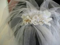 Rebecca - Two Layer Ivory Veil With Vintage Lace Pearls And Buttons 3 small