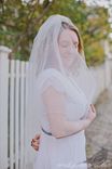 Rebecca - Two Layer Ivory Veil With Vintage Lace Pearls And Buttons 4 small