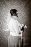 Meredith - Vintage Style Upcycled 1960s Mod Handmade Satin Ribbon Trimmed Veil With Bow 2 small