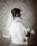 Meredith - Vintage Style Upcycled 1960s Mod Handmade Satin Ribbon Trimmed Veil With Bow 5 small