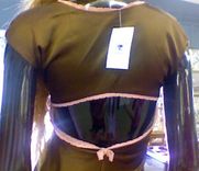 Melinda - Upcycled Alternative Cap Sleeve Prom Dress With Pink Lace Bows And Pearls 2 small
