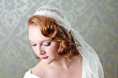 Morgan - Vintage Style Handmade Lace Fingertip Veil Juliet Cap Mantilla 1 small