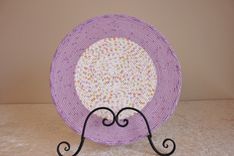 Center Piece - Table Decor - Fabric Art - Table Topper - Fabric Wrapped Clothesline. Purples. 1 small