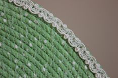 Center Piece - Table Topper - Fabric Art - Fabric Wrapped Clothesline. Lace Edging 4 small