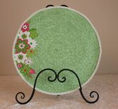 Center Piece - Table Topper - Fabric Art - Fabric Wrapped Clothesline. Lace Edging 1 small