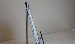 Table Center Piece - Table Topper - Fabric Art - Fabric Wrapped Clothesline. Beaded Accent 5 small