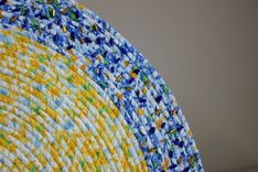 Table Center Piece - Table Topper - Fabric Art - Fabric Wrapped Clothesline. Beaded Accent 2 small