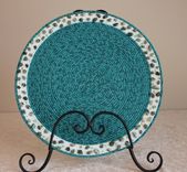 Table Center Piece - Table Topper - Fabric Art - Fabric Wrapped Clothesline. Pebble Accent 1 small