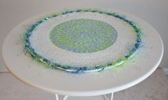 Table Center Piece - Table Topper - Fabric Art - Fabric Wrapped Clothesline. Accent Piece 2 small