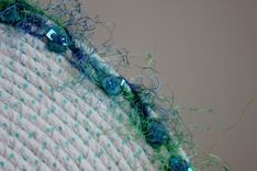Table Center Piece - Table Topper - Fabric Art - Fabric Wrapped Clothesline. Accent Piece 3 small