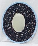 Wall Mirror - Fabric Art - Wall Decor - Wall Hanging - Home Decor - Blue. Fabric Wrapped Clothesline 5 small