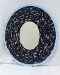 Wall Mirror - Fabric Art - Wall Decor - Wall Hanging - Home Decor - Blue. Fabric Wrapped Clothesline 1 small