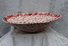 Fabric Bowl - Fabric Art - Home Decor - Large V-Shaped Bowl. Wrapped Clothesline 3 small