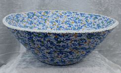 Fabric Bowl - Fabric Art - Home Decor - Wrapped Clothesline - Large Daisy V-Shaped Bowl 3 small