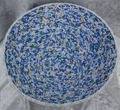 Fabric Bowl - Fabric Art - Home Decor - Wrapped Clothesline - Large Daisy V-Shaped Bowl 4 small