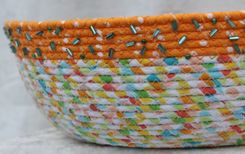 Fabric Bowl - Fabric Art - Wrapped Clothesline - Large Round  - Home Decor - Melon, Greens 1 small