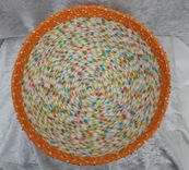Fabric Bowl - Fabric Art - Wrapped Clothesline - Large Round  - Home Decor - Melon, Greens 4 small
