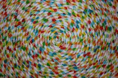 Fabric Bowl - Fabric Art - Wrapped Clothesline - Large Round  - Home Decor - Melon, Greens 5 small
