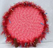 Fabric Art - Wrapped Clothesline - Center Piece - Home Decor - Table Topper - - Frizzy Edges 2 small