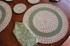 Fabric Placemat Set - Hand Wrapped Clothesline - Placemats/Coasters/Napkins 2 small