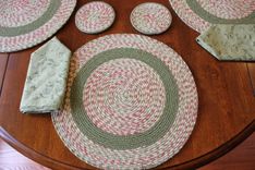 Fabric Placemat Set - Hand Wrapped Clothesline - Placemats/Coasters/Napkins 4 small