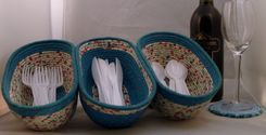 Fabric Bowls - Set Of 3 Connected - Serving - Picnic Ware - Gift For Her 2 small