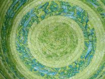 Cloth Basket W/Handle - Coiled - Wrapped Clothesline - Small Roud - Lime Green 2 small