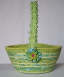 Cloth Basket W/Handle - Coiled - Wrapped Clothesline - Small Roud - Lime Green 4 small