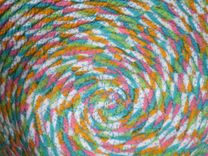 Cloth Basket W/Handle - Coiled - Wrapped Clothesline - Small Round -Turquoise/Pink/Blue 3 small