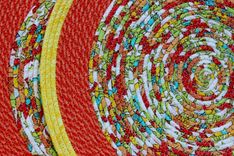 Fabric Placemats - Wrapped Clothesline - Coiling - Dining - 4 Pc Set -  Oranges And Yellows 2 small