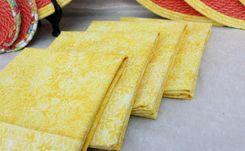 Fabric Placemats - Wrapped Clothesline - Coiling - Dining - 4 Pc Set -  Oranges And Yellows 3 small
