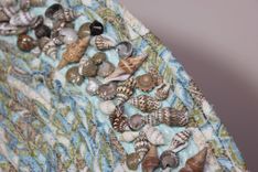Center Piece - Table Topper - Fabric Wrapped Clothesline - Shell Accents 1 small