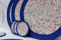 Fabric Placemat Set (4) Patriotic - Fabric Wrapped Clothesline - Coiled 2 small