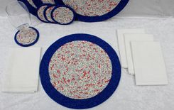 Fabric Placemat Set (4) Patriotic - Fabric Wrapped Clothesline - Coiled 3 small