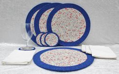 Fabric Placemat Set (4) Patriotic - Fabric Wrapped Clothesline - Coiled 1 small