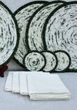 Fabric Placemat Set (4) - Fabric Wrapped Clothesline - Coiling - Dk Green/Ivory 3 small