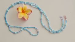 Long. Tie On Necklace. Beach Jewelry. Ocean Blue And Pink. Surfboard Charms. Made In Maui. 3 small