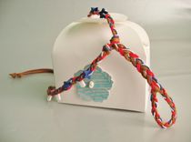Slave Anklet. Tan Deerskin And Hemp Cords. Red, White And Blue. Hand Braided. Foot Jewelry. 3 small