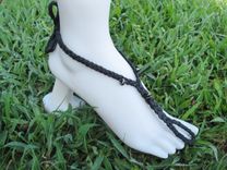 Black Toe Thongs. Slave Anklets. Deerskin Lace Hand Braided. It Fits Shoe Sizes 6-8. Tiny Dancer. 2 small
