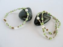 Spring Bracelet Set. Stretchy. Beach Jewelry. Made In Maui. Artisan. Rustic Jewelry. 1 small