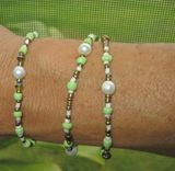 Spring Bracelet Set. Stretchy. Beach Jewelry. Made In Maui. Artisan. Rustic Jewelry. 4 small