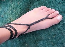 Plain Black Deerskin Hand Braided Barefoot Sandals. Unisex. Dancer Jewelry. Rustic. Artisan. 1 small