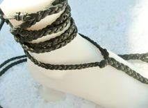 Plain Black Deerskin Hand Braided Barefoot Sandals. Unisex. Dancer Jewelry. Rustic. Artisan. 3 small