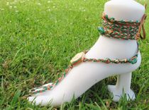 Turtle Barefoot Sandals. Slave Anklets. Earthy Colors. Dancer Jewelry. Handmade. 3 small