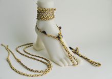 Buckskin Deerskin Hand Braided Slave Anklets. Barefoot Sandals. Dancer. Boho. Foot Jewelry. 4 small