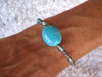 Beach Jewelry. Nautical. Turquoise Color Stretchy Bracelet. Made With Aloha. One Of A Kind. 1 small