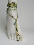 Buckskin Deerskin Slave Anklets Barefoot Sandals Hand Braided With Dark Blue 3 small