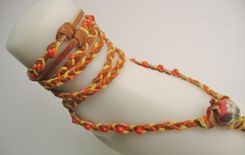 Tan Deerskin Barefoot Sandals. Orange And Golden Hemp Cords. Hand Braided 4 small